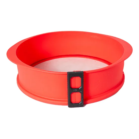 Molde Torta Desmontable Silicona Base De Vidrio Reposteria Color Rojo