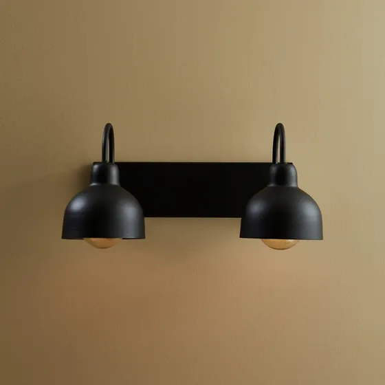 Aplique Pared Hierro Estilo Industrial 2 Luces Apto Baño Led Estructura Negro