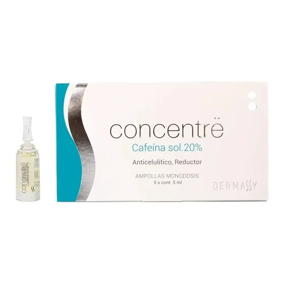 5 Ampollas Cafeina Sol 20% Anticelulitico Dermassy 5 Ml C/u