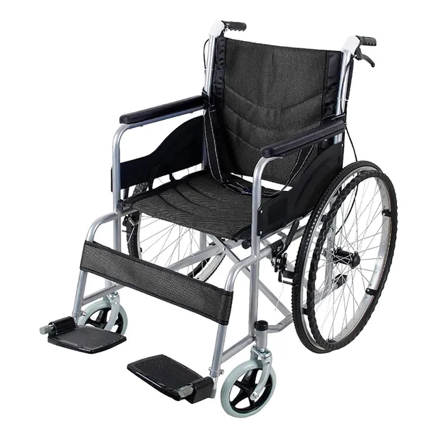Silla De Ruedas Ligera Plegable Freno Doble Con Descansapies