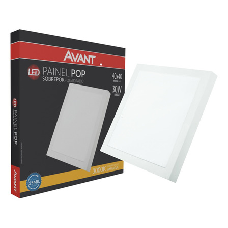 Painel Plafon Led 30w Luz Amarela 3000k 40x40 Sobrepor Avant Estrutura Amarelo Painel Plafon Led 30w Luz Amarela 3000k 40x40 Sobrepor Avant Estrutura Amarelo
