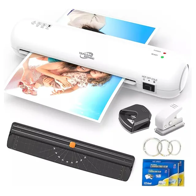 Yuguo Home® Laminadora Enmicadora De 9 Pulgadas Mini Térmica /frío/calor Xkfmjhs001 Con Cortador De Papel Y 300 Micas Para Hogar, Oficina Y Escuel
