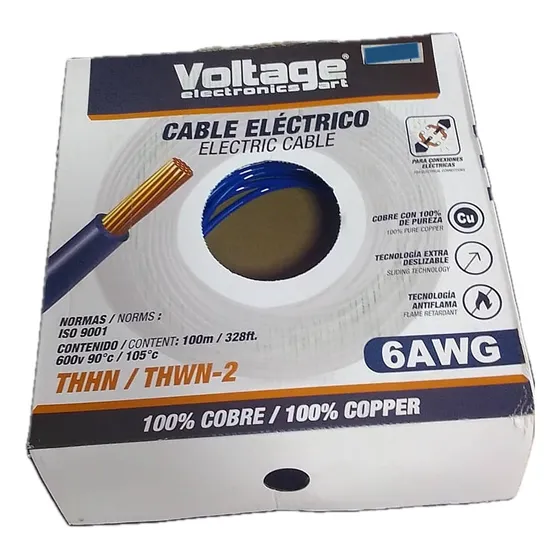 Cable Electrico Numero 6 Awg Rollo 100mts