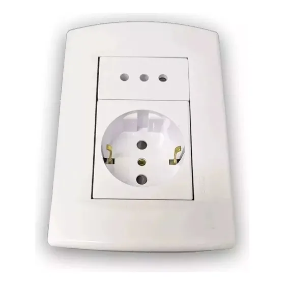 Plaqueta Sica Armada Blanca Con Toma 3 En Linea + Schuko