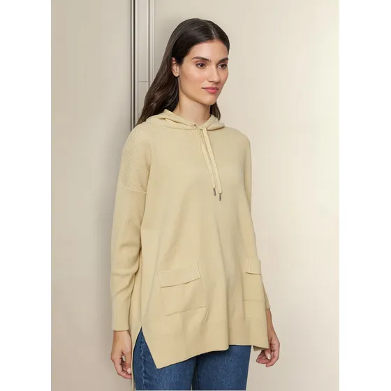 Sweater Amplio Oversize Con Capucha De Punto Moda Mujer