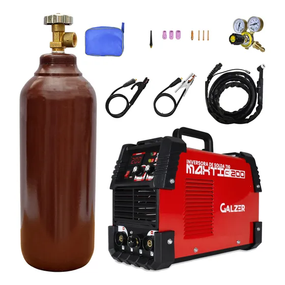 Inversor De Solda Tig 200a 220v + Cilindro + Regulador Gz7