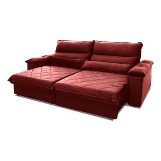 Sofå Retråtil Reclinåvel Grécia 2.10m Suede Velut Vermelho Com Molas No Assento King House Sofå Retråtil Reclinåvel Grécia 2.10m Suede Velut Vermelho Com Molas No Assento King House