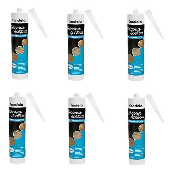 Pack X 6 Silicona Acetica Transparente 280g Candela Sella Hb