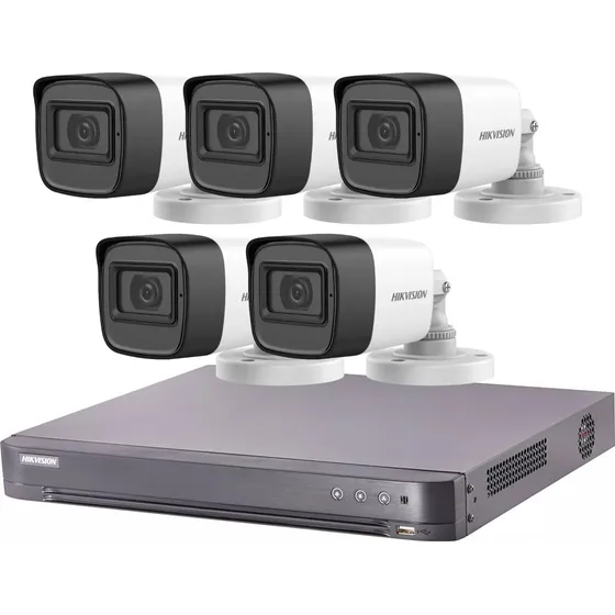 Kit Seguridad Hikvision Dvr 8 + 5 Camaras 2mp Full Hd 1080p