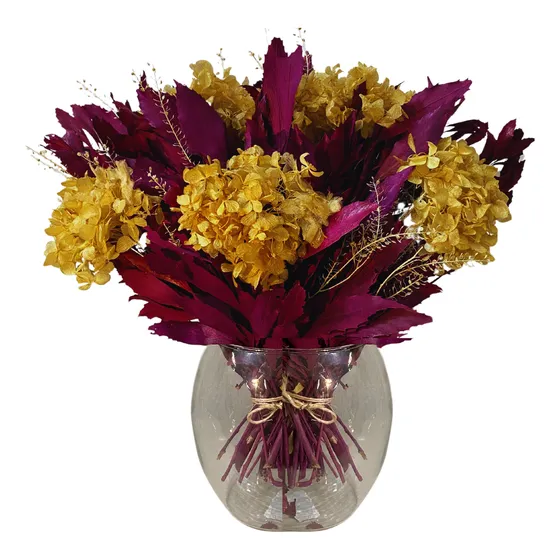 Arranjo Rústico De Flores Secas Para Mesa De Jantar Com Vaso