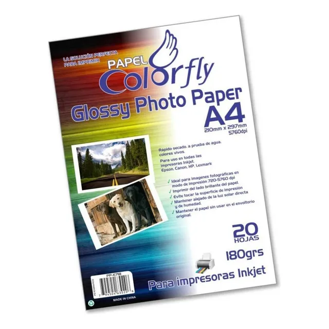Papel Fotográfico A4 Resma De 20 Hojas De 180g Calidad A ®