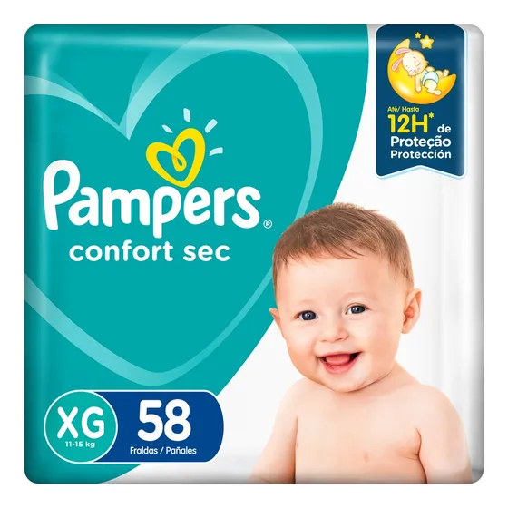 Fraldas Pampers Confort Sec Max XG x 58 unidades