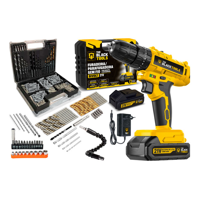 Parafusadeira E Furadeira Impacto Tb-21pz The Black Tools 2 Baterias 21v 3/8 Com Jogo De B... Parafusadeira E Furadeira Impacto Tb-21pz The Black Tools 2 Baterias 21v 3/8 Com Jogo De B...
