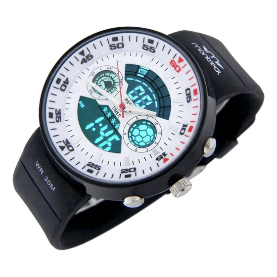 Reloj Montreal Hombre Ml1628 Ana-digi Luz Alarma Cronómetro Color De La Malla Negro Color Del Bisel Negro Color Del Fondo Blanco