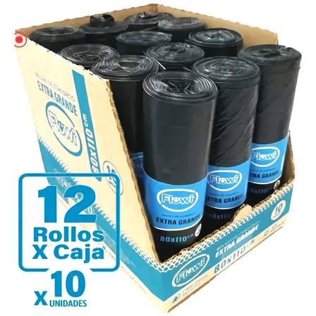 120 Bolsas Consorcio Residuos 80x110 Base Reforzada No Gotea Color Negro