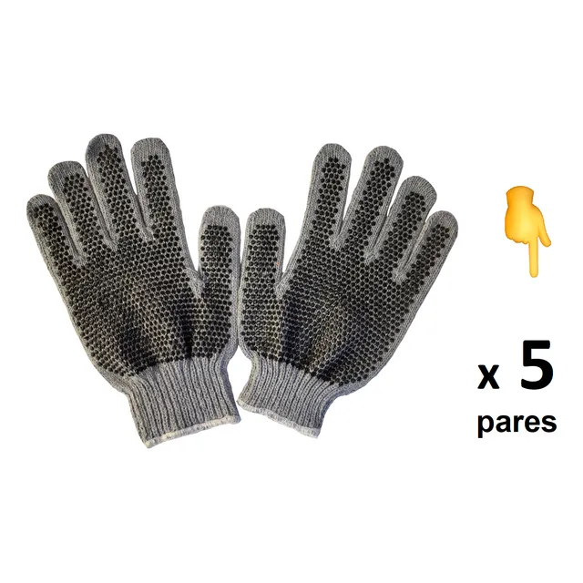 Guante Tejido Carolina Gris Con Puntos De Pvc Mayor Y Detal