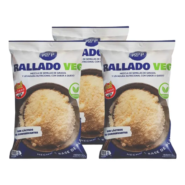 Queso Rallado Vegano Natural Pop 100gr Sin Tacc Pack X 3