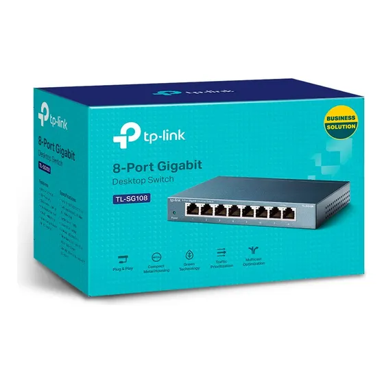 Switch de Mesa Gigabit Tp-link Tl-sg108 Com 8 Portas 10/100/1000mbps