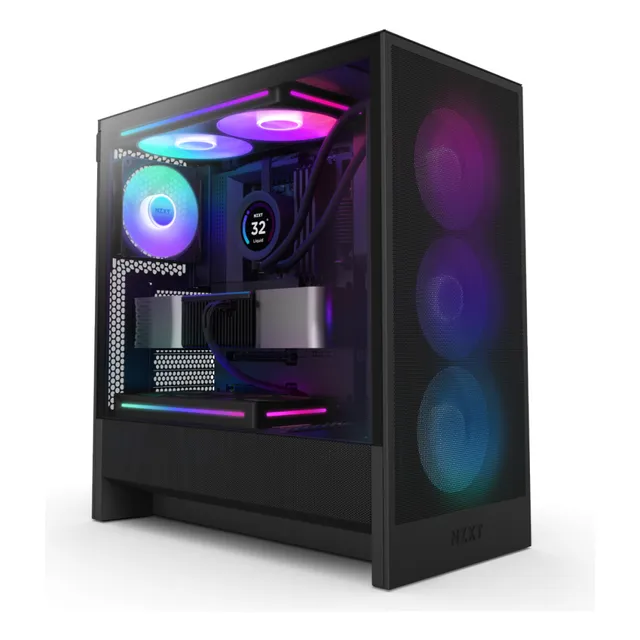 Gabinete Gamer Nzxt H5 Flow Rgb E-atx Vidrio Templado Usb-c Color Negro