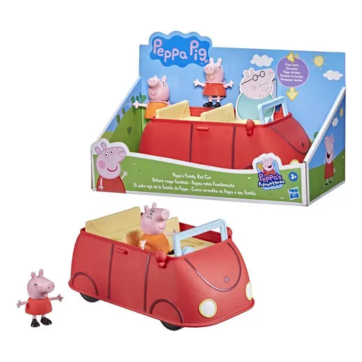 Set Auto Rojo Hasbro De La Famila De Peppa Pig + 2 Figuras