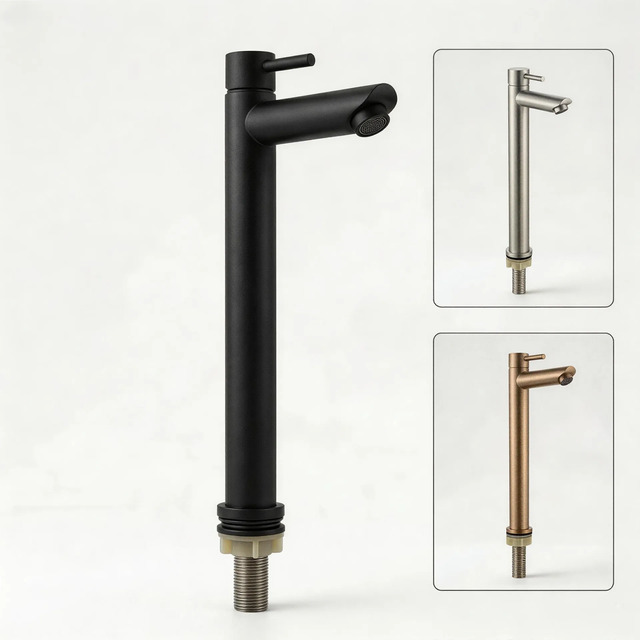 Torneira Aço Inox Lavatório Banheiro Bica Alta Preto Fosco Torneira Aço Inox Lavatório Banheiro Bica Alta Preto Fosco
