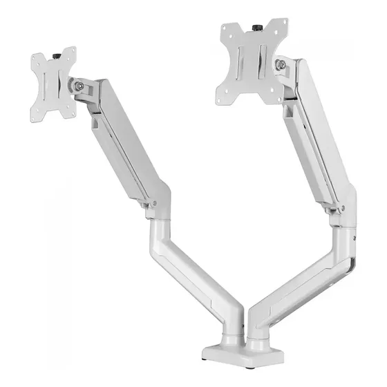 Suporte De Mesa P/2 Monitor Ergo C/pistao Até 32 Articulado Cor Branco