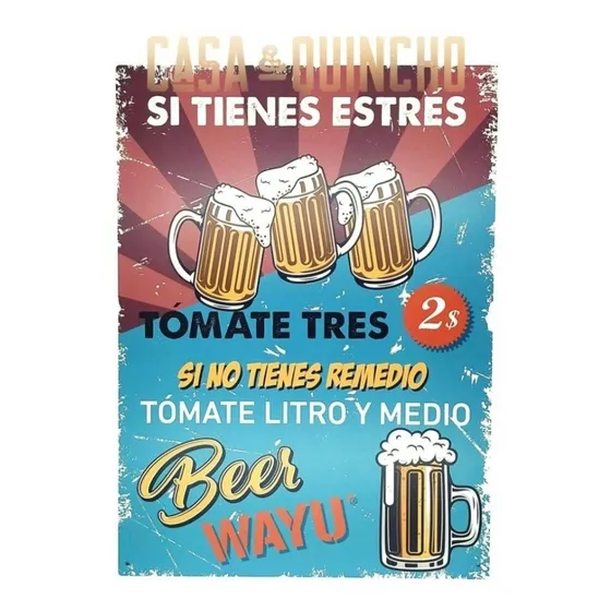 Cuadro Bar Metálico Wayu 40x30 Beer Quincho Parrilla Bbq Color Negro Color del armazón Negro