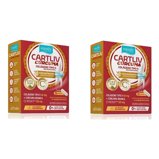 Kit Com 2 Cartliv Curcuma Colageno Tipo Ii Equaliv 30 Caps