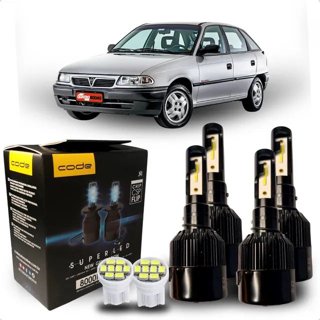 Kit 4 Lâmpadas Super Led 8000k Code Farol Alto Baixo + Milha