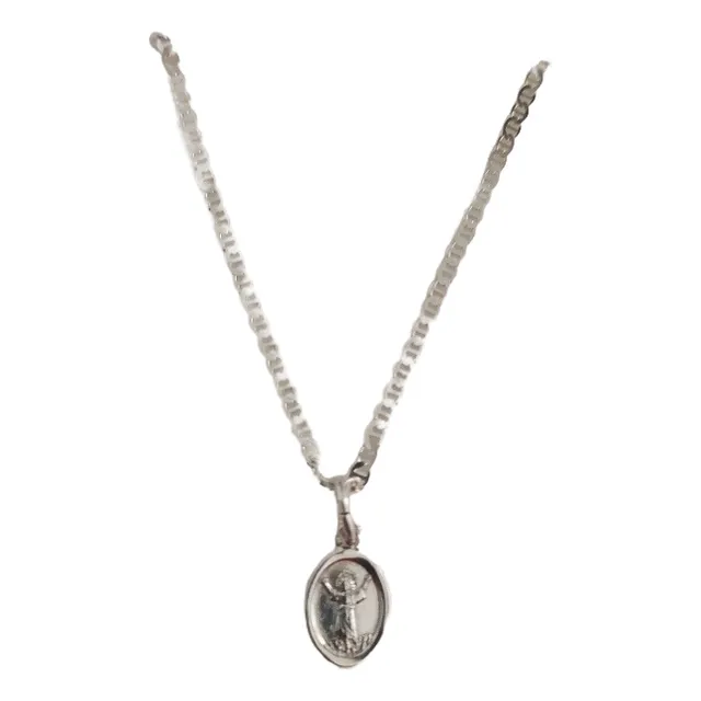 Cadena 40cm Bautizo + Dije Divino Niño 1cm Plata 925