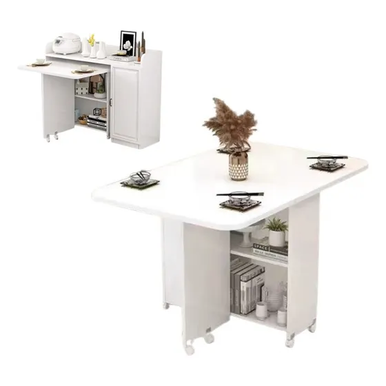 Mesa Con Ruedas Plegable Moderna 140cm Comedor Minimalista