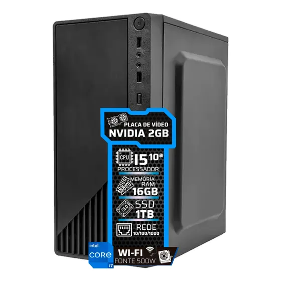 Computador Pc I5 10° Ddr4 16gb 500w Ssd 1tb Placa Video 2gb