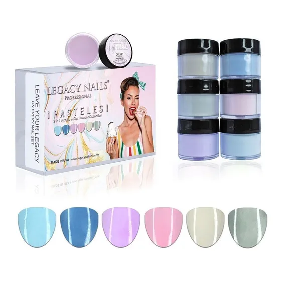 Coleccion Polvo Acrilico Legacy Nails Pasteles X6