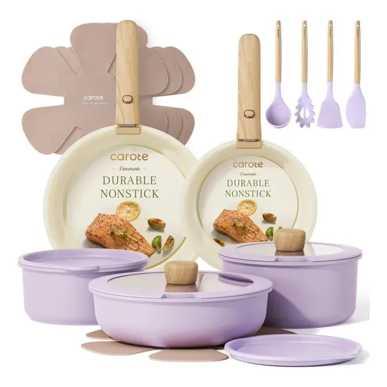 Carote Bateria De Cocina 19pzs,sin Toxicos, Moderna112651 Lila Light Purple