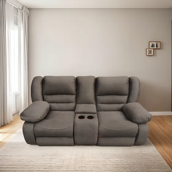 Sofá Sillón Reclinable Doble Tipo Cine Con Portavasos