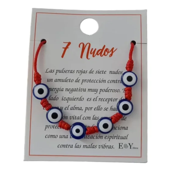 Pulsera Hilo Rojo 7 Nudos Ojo Turco Protector Y Buena Suerte