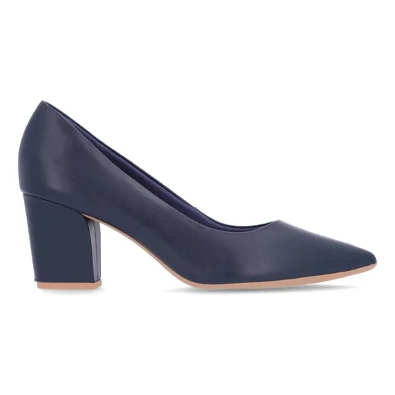 Zapato Formal Scarpin Cuero Mujer Usaflex Taco Grueso Blue