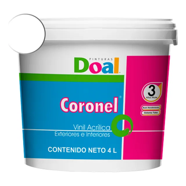 Galon Pintura Vinílica Lavable Doal Coronel Exteriores E Int Color Blanco