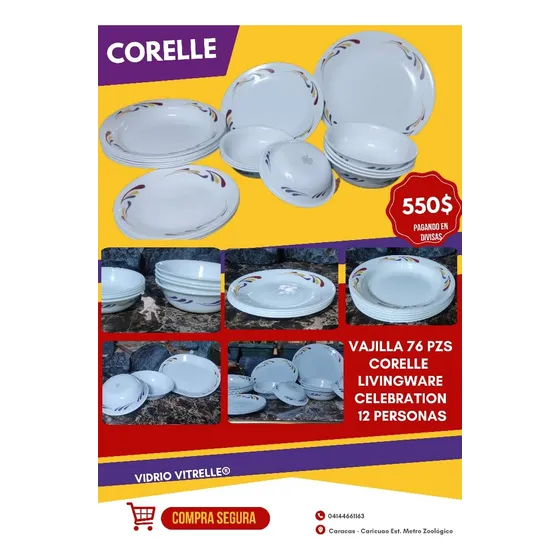 Vajilla 76 Pzs Corelle Livingware Celebration 12 Personas