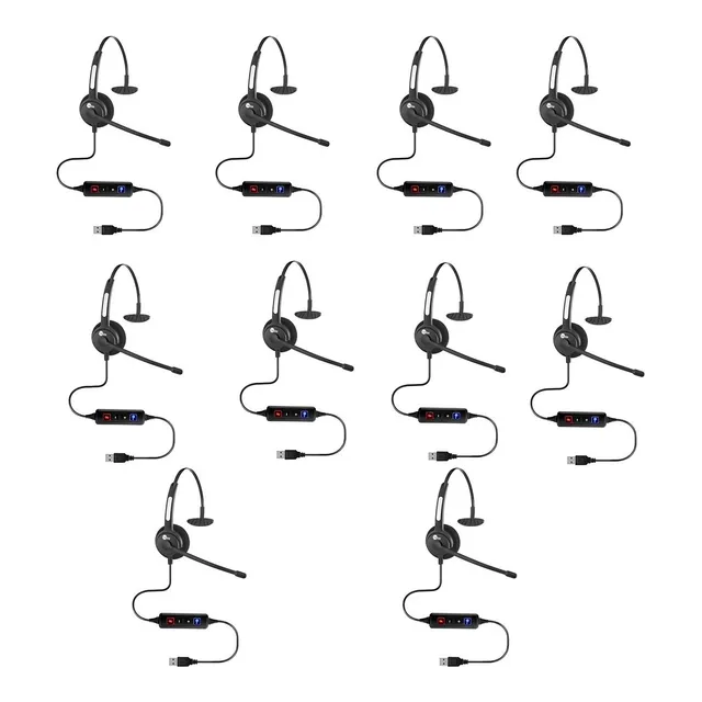  Kit Com 10 Headset Htu-300 Usb Com Cancelador De Ruído