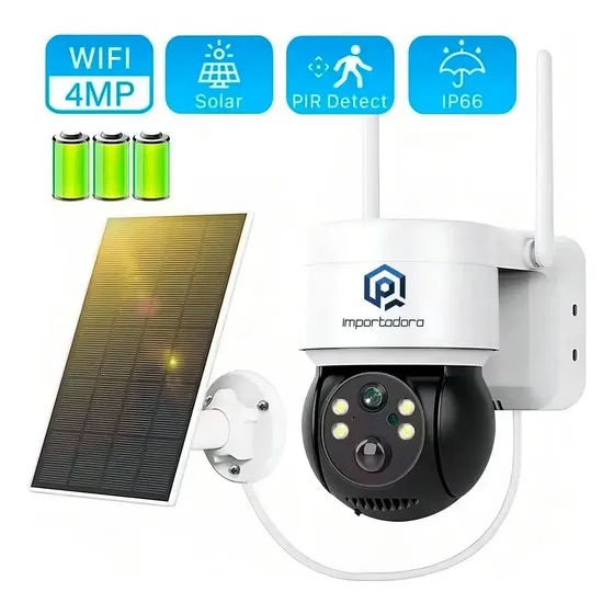 Cámara Domo QP-JK-Q66 Solar 1080p Exterior Inalámbrica Visión Nocturna y Audio