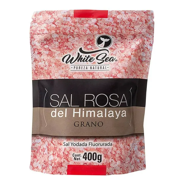 Sal Rosa Himalaya Grano White Sea en Stand Up Pouch Resellable 400g