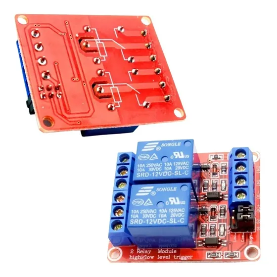 Módulo Relé 12v 2 Canais Com Bornes Para Arduino