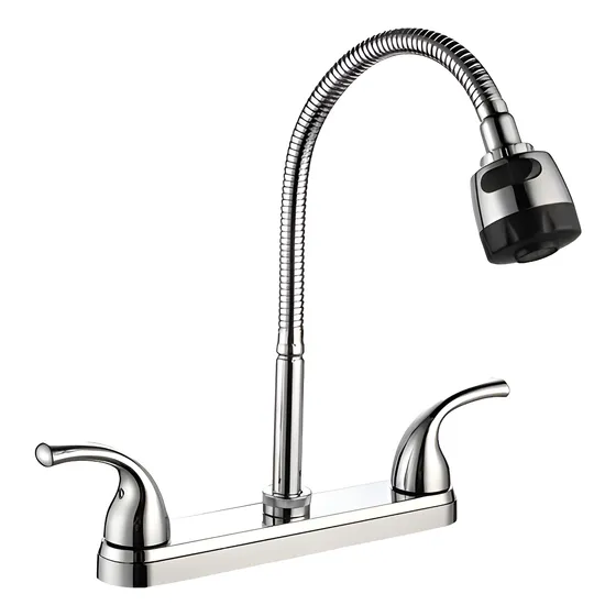 Mezcladora Para Fregadero Cuello Flexible Cocina Abs Meer Acabado Brillante Color Plateado