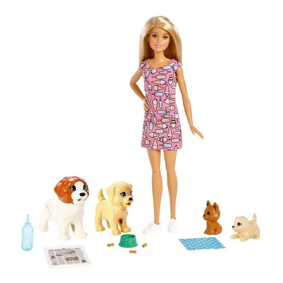 Muñeca Barbie Mattel Familia guardería perritos FXH08