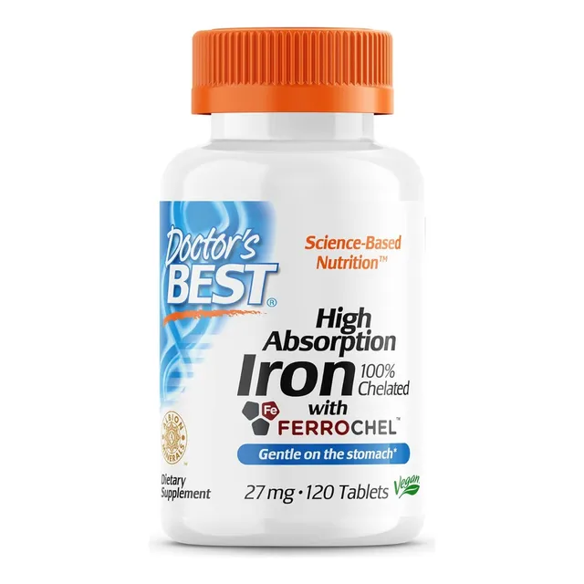 Hierro De Alta Absorción 27 Mg Doctor's Best 120 Tabletas