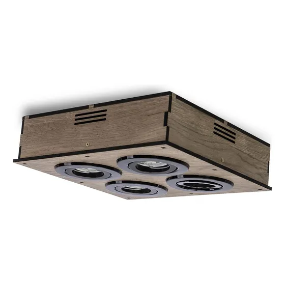Aplique Plafon Para Techo Led  De Madera 4 Luces Spots Pvc