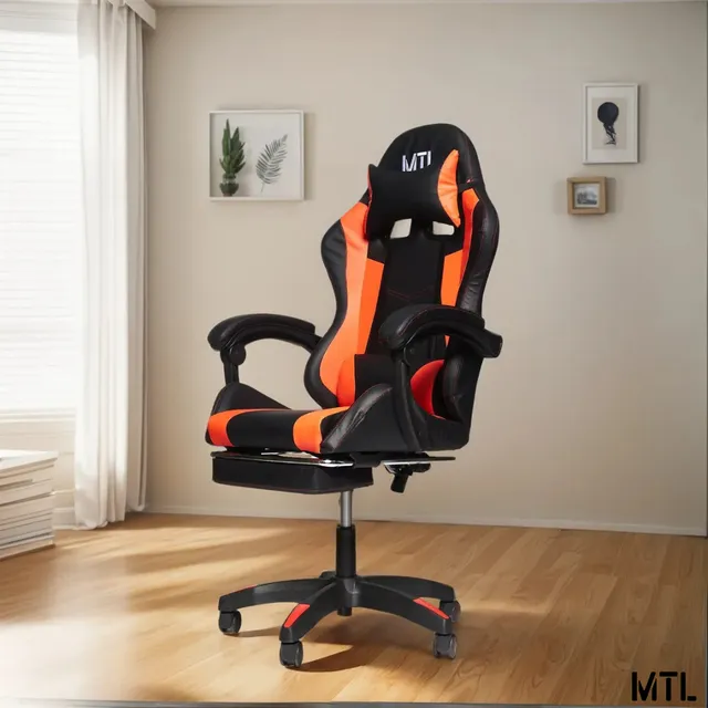 Silla Gamer Rojo Oficina Gaming Escritorio Youtuber Sillon Mtl Comodo Reforzado Premium Regulable Soporte Apoyapies Lumbar Almohadon Apoyabrazos Ruedita Ergonomica Giratoria Reclinable Apoyacabeza