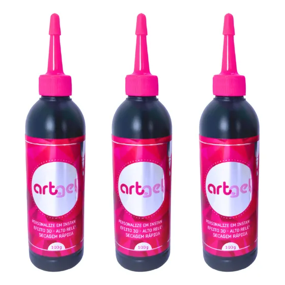 3 Frascos 3d Art Gel 100g - Original - Resina Uv Sem Cheiro