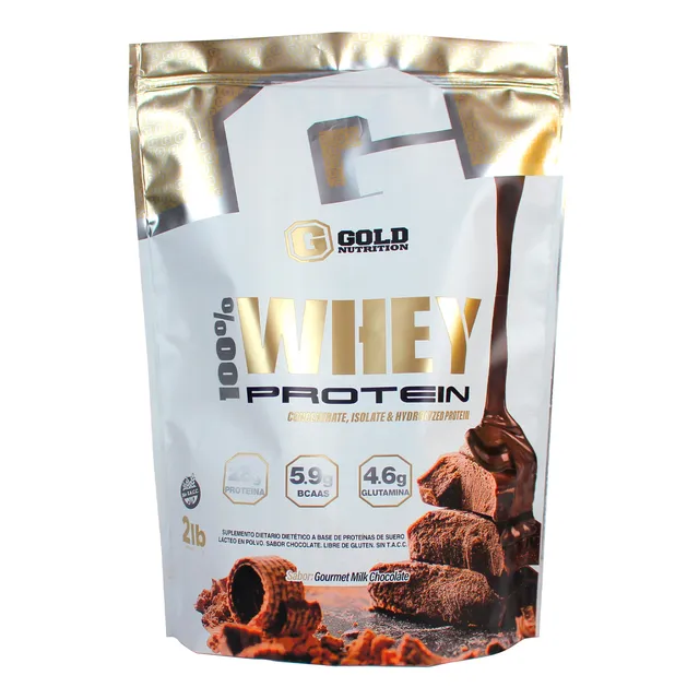 Gold Nutrition 100% Whey Protein Chocolate Suplemento 2lb 3c